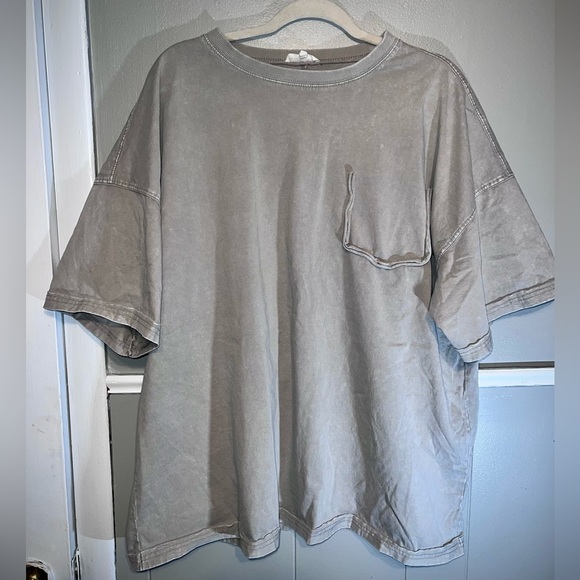 Easel Short Sleeve Mineral Wash Tunic Top - Picture 3 of 10
